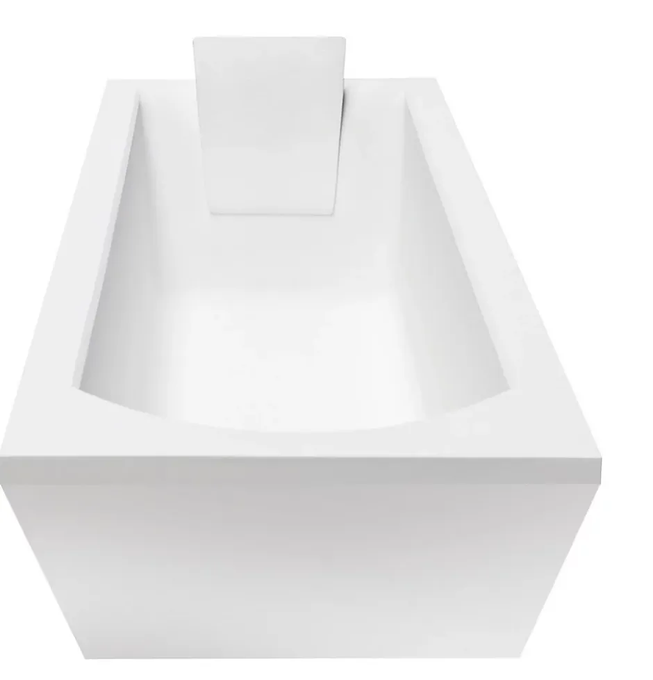 Besco Baignoire rectangulaire + tablier blanc + repose tête - SHEA - 170 x 70 cm