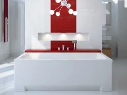 Badland Baignoire rectangulaire 160 x 70 OPTIMA PREMIUM acrylique blanc + avec Tablier + Poignées + Repose Tête + Pieds + Vidage à chromé* Baignoire D'Angle