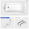Besco Baignoire rectangulaire - 170 x 70 cm - sans Habillage - avec Pieds - Vidage Chrome - OPTIMA* Baignoire Droite