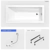 Besco Baignoire rectangulaire - 180 x 80 cm - sans Habillage - avec Pieds - Vidage Chrome - MODERN* Baignoire Droite