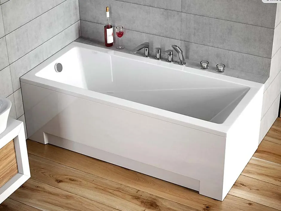 Besco Baignoire rectangulaire - 180 x 80 cm - sans Habillage - avec Pieds - Vidage Chrome - MODERN* Baignoire Droite