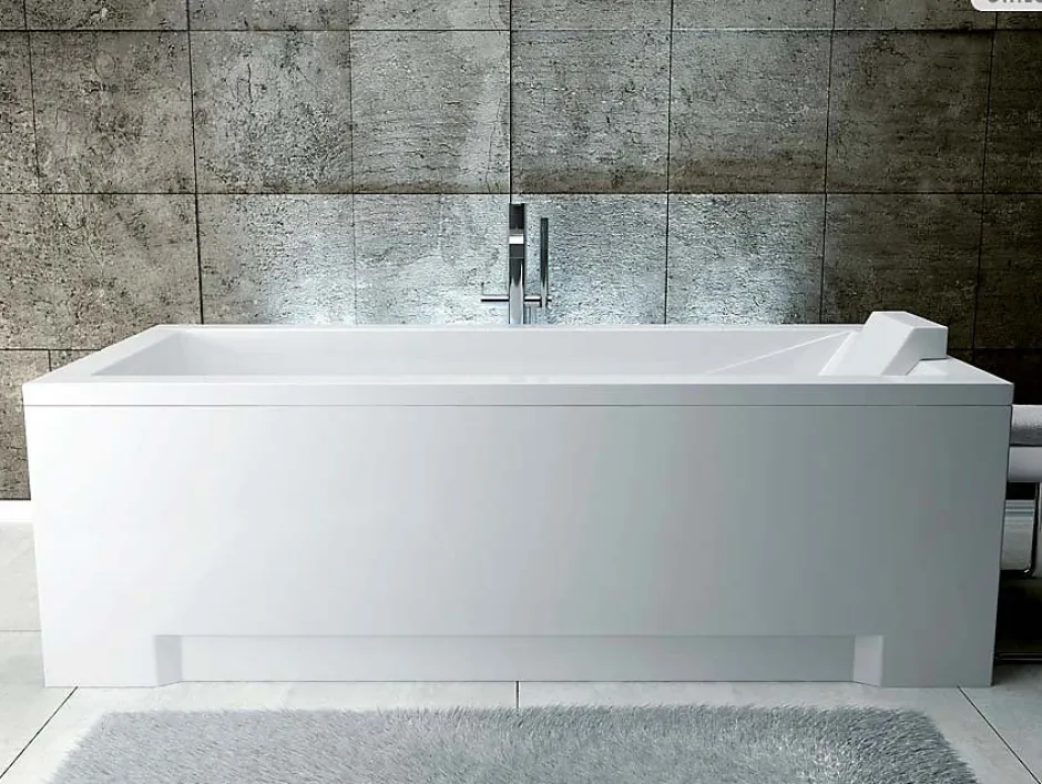 Besco Baignoire rectangulaire - 180 x 80 cm - sans Habillage - avec Pieds - Vidage Chrome - MODERN* Baignoire Droite