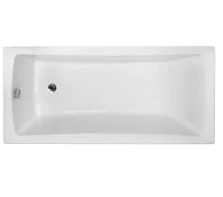 Besco Baignoire rectangulaire + tablier blanc + repose tête - OPTIMA - 150 x 70 cm* Baignoire Droite