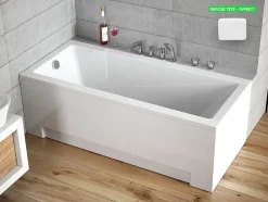 Besco Baignoire rectangulaire - avec Tablier Blanc et Repose Tête OFFERT - MODERN - 180 x 80 cm* Baignoire Droite