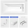 Besco Baignoire rectangulaire - 160 x 70 cm - avec Tablier Blanc - Pieds - Vidage Chrome - MODERN* Baignoire Droite