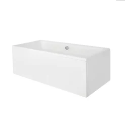 Besco Baignoire rectangulaire - 155 x 70 cm - avec Tablier - Pieds - Vidage Chrome - QUADRO* Baignoire Droite