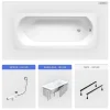 Besco Baignoire rectangulaire - 170 x 75 cm - avec Habillage - Pieds - Vidage Chrome - INTRICA SLIM