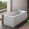 Besco Baignoire rectangulaire + tablier blanc + repose tête - SHEA - 160 x 70 cm