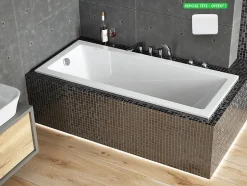 Besco Baignoire rectangulaire blanche à encastrer + repose tête - MODERN SLIM - 160 x 70 cm* Baignoire Droite