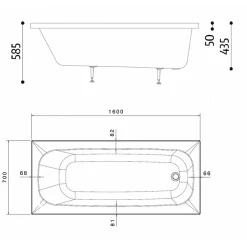 Sanitaire Baignoire rectangulaire POP 160x70cm - Sans tablier* Baignoire Droite