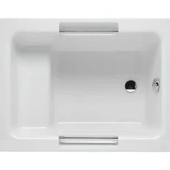Sanindusa Baignoire sabot siège moulé acrylique haute densité sur châssis métal Shortline 100x80 blanche