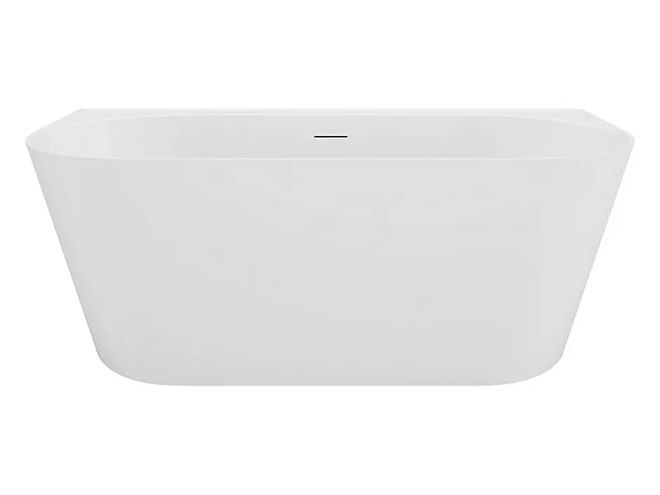 Vente-unique Baignoire semi îlot - 230 L - 160 x 75 x 58 cm - Blanc mat - Acrylique - AMOBIA