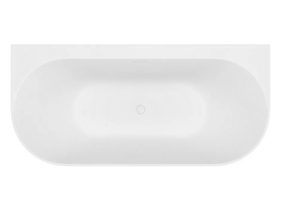 Vente-unique Baignoire semi îlot - 230 L - 160 x 75 x 58 cm - Blanc mat - Acrylique - AMOBIA