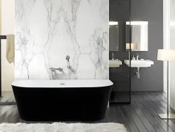 Vente-unique Baignoire semi îlot - 245L - 170 x 75 x 58 cm - Noir brillant - Acrylique - DIVINA* Baignoire Îlot