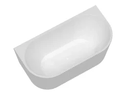 Vente-unique Baignoire semi îlot striée - 206 L - 149 x 75 x 58 cm - Blanc brillant - Acrylique - ZELINA* Baignoire Îlot