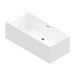 GoodHome Baignoire semi îlot 180x80 cm Bakor blanc