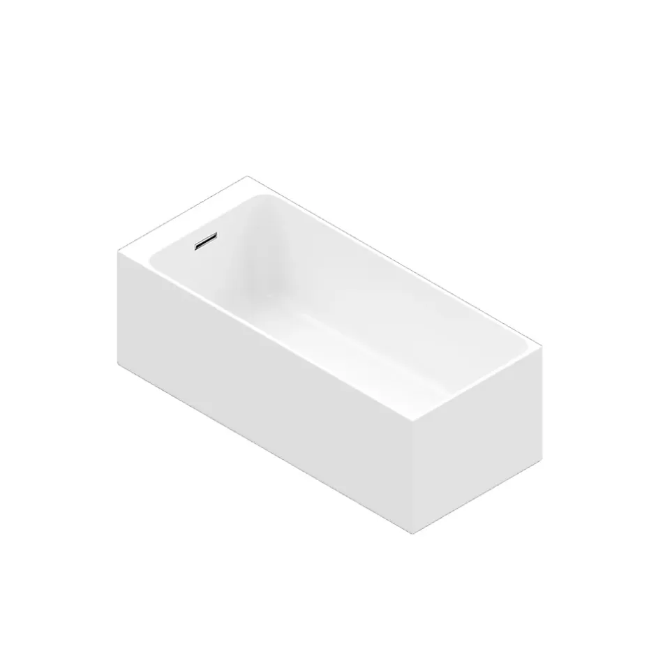 GoodHome Baignoire semi îlot 170x75 cm Bakor blanc* Baignoire Îlot