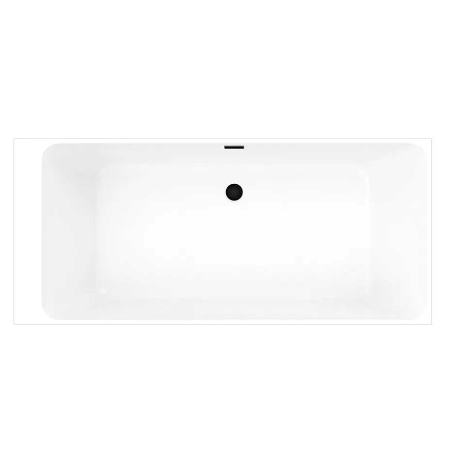 GoodHome Baignoire semi îlot 180x80 cm Bakor noir* Baignoire Îlot