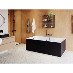 GoodHome Baignoire semi îlot 170x75 cm Bakor noir* Baignoire Îlot