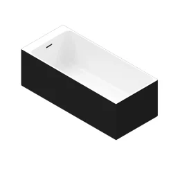 GoodHome Baignoire semi îlot 170x75 cm Bakor noir* Baignoire Îlot