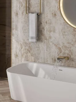 Poalgi Baignoire semi-ïlot blanche Solid Surface 170x86x50 cm - modèle MIZU