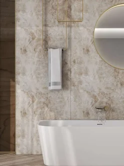Poalgi Baignoire semi-ïlot blanche Solid Surface 170x86x50 cm - modèle MIZU