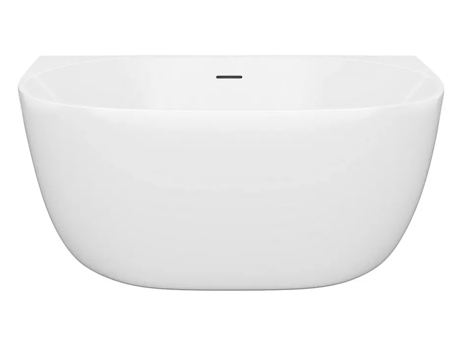 Vente-unique Baignoire semi-îlot blanche - 167 L - Acrylique - 130 x 72 x 58 cm - AMOSARI* Baignoire Îlot