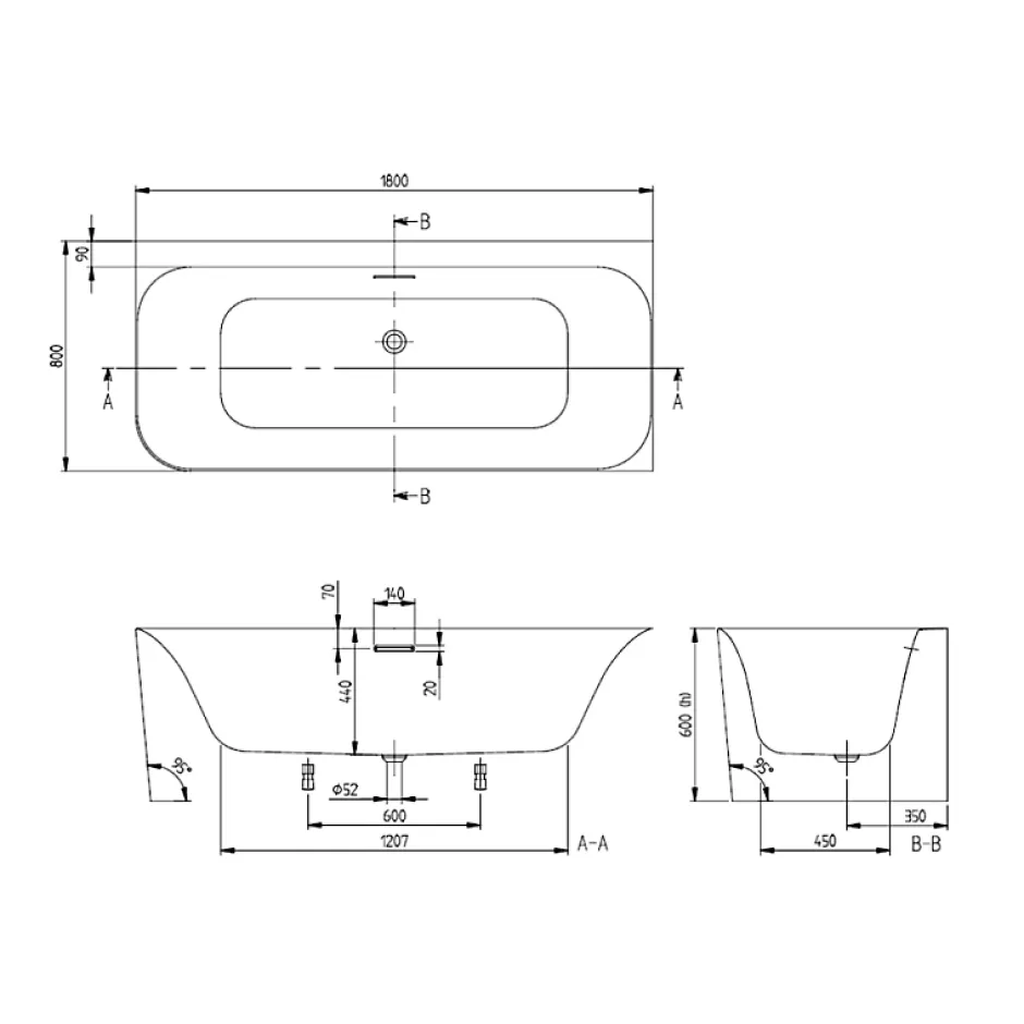 Villeroy & Boch Baignoire semi-îlot d'angle Loop & Friends version gauche
