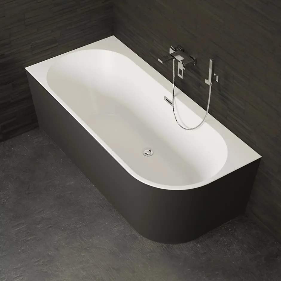 Spalina Baignoire semi-îlot murale CAPRI Noire Mate Gauche 170x76cm, by