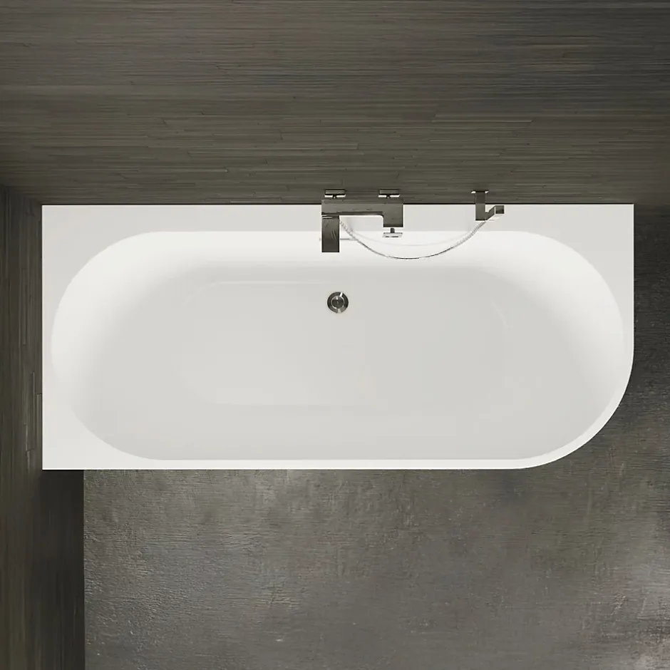Spalina Baignoire semi-îlot murale CAPRI Noire Mate Gauche 170x76cm, by