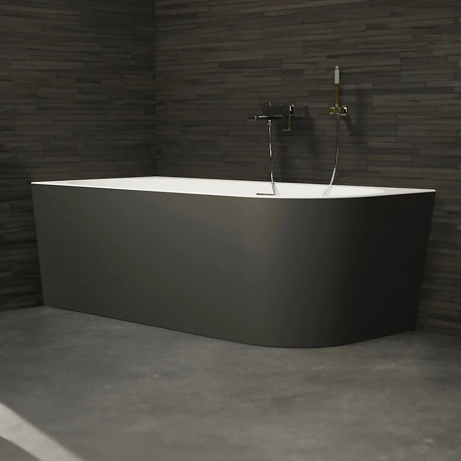 Spalina Baignoire semi-îlot murale CAPRI Noire Mate Gauche 170x76cm, by