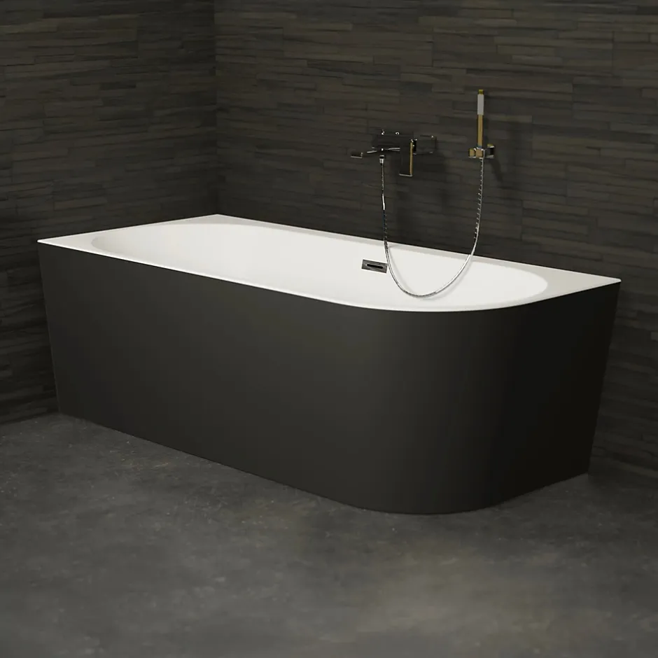 Spalina Baignoire semi-îlot murale CAPRI Noire Mate Gauche 170x76cm, by