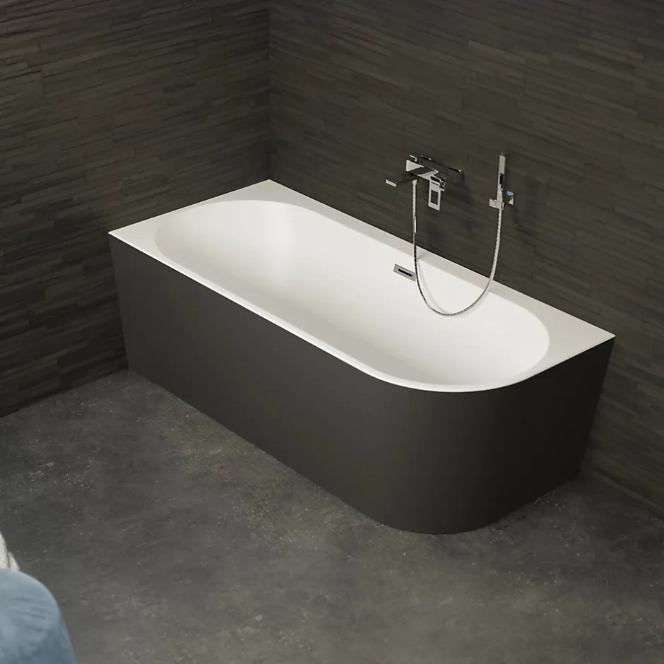 Spalina Baignoire semi-îlot murale CAPRI Noire Mate Gauche 170x76cm, by