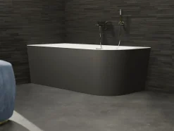 Spalina Baignoire semi-îlot murale CAPRI Noire Mate Gauche 170x76cm, by