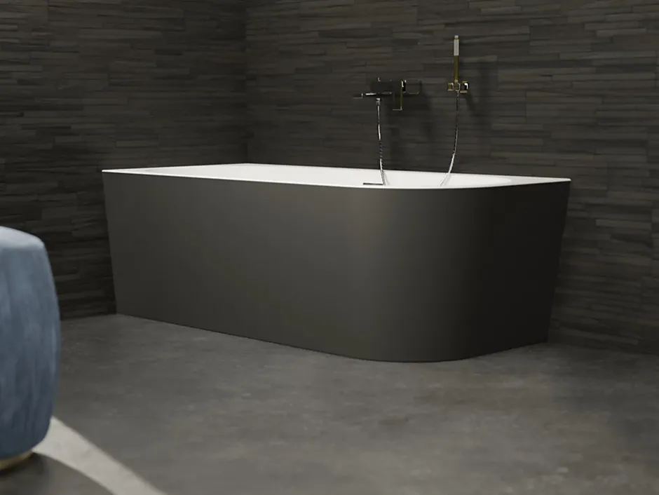 Spalina Baignoire semi-îlot murale CAPRI Noire Mate Gauche 170x76cm, by