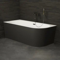 Spalina Baignoire semi-îlot murale CAPRI 160 Gauche Noire L. 160 x l. 76 cm, by* Baignoire Îlot