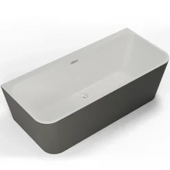 Spalina Baignoire semi-îlot murale Mint 180x81 cm, grise et blanche, By* Baignoire Îlot