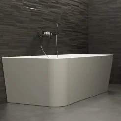 Spalina Baignoire semi-îlot murale Mint 180x81 cm, grise et blanche, By* Baignoire Îlot