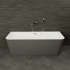 Spalina Baignoire semi-îlot murale Mint 180x81 cm, grise et blanche, By* Baignoire Îlot