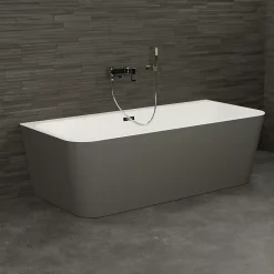 Spalina Baignoire semi-îlot murale Mint 180x81 cm, grise et blanche, By* Baignoire Îlot