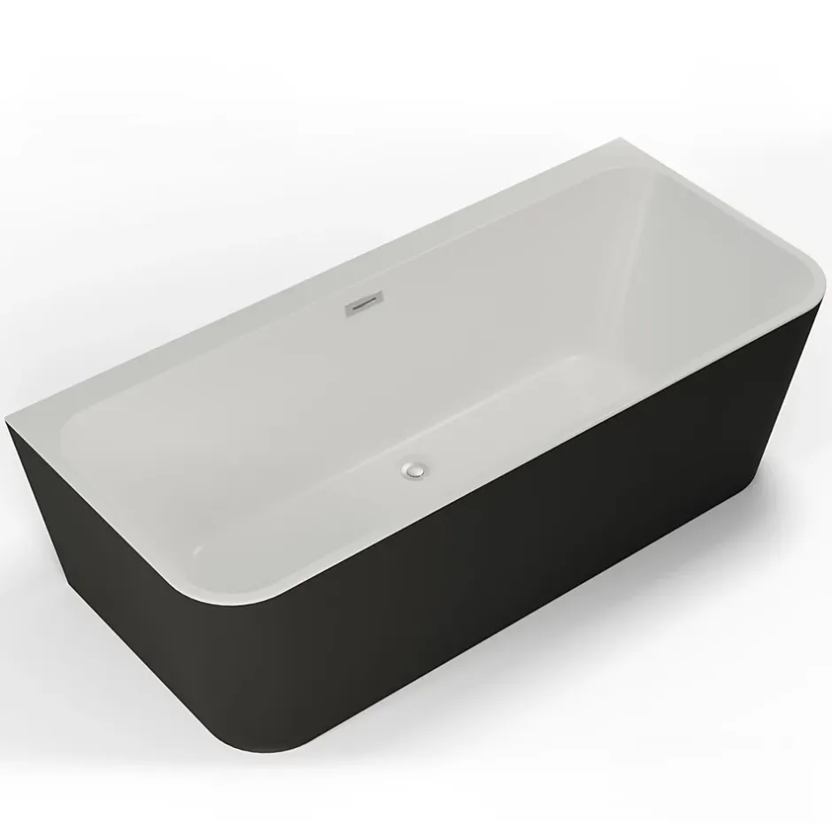 Spalina Baignoire semi-îlot murale Mint 170, noir mat, 170x81 cm, by* Baignoire Îlot