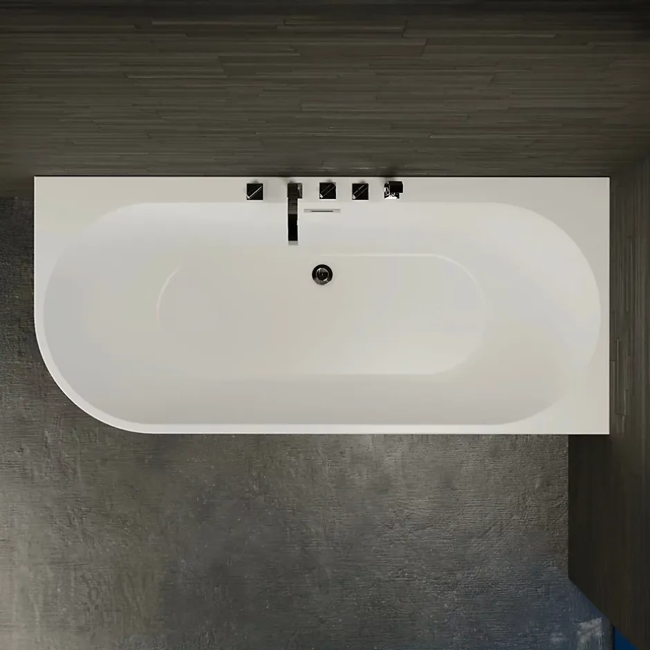 Spalina Baignoire semi-îlot murale CAPRI DROITE+Robinetterie Chromée L. 170 x l. 76 cm by* Baignoire Îlot