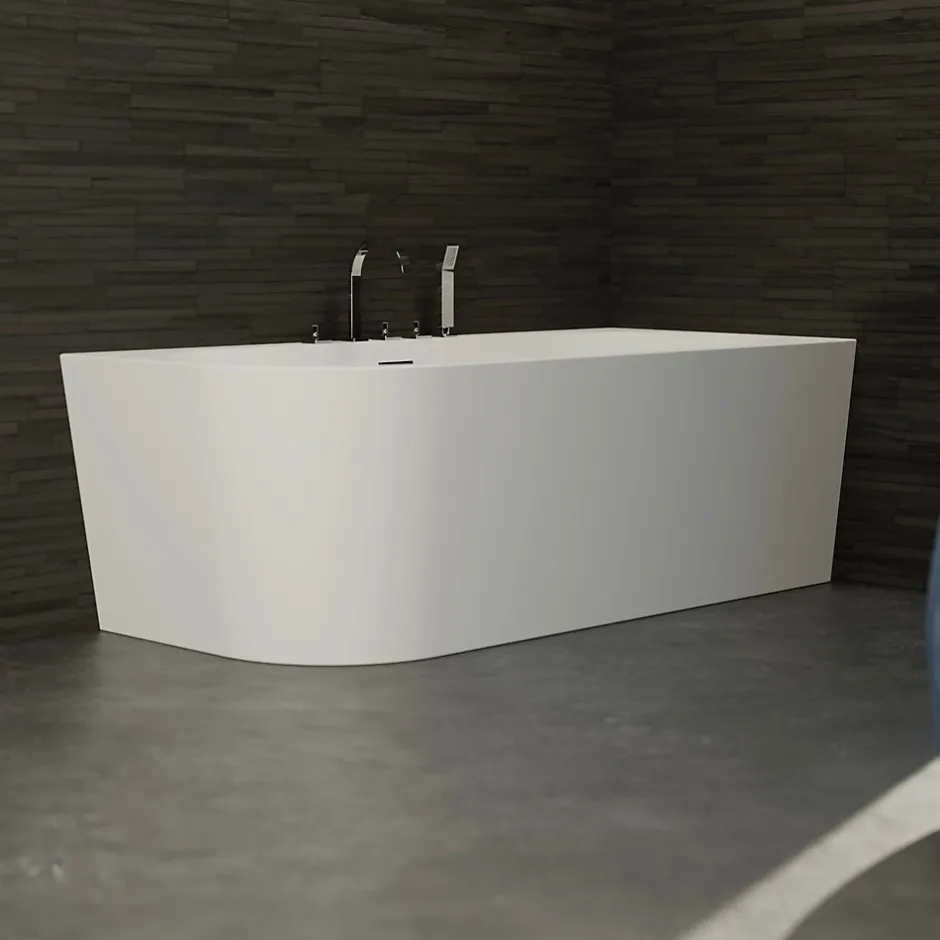 Spalina Baignoire semi-îlot murale CAPRI DROITE+Robinetterie Chromée L. 170 x l. 76 cm by* Baignoire Îlot