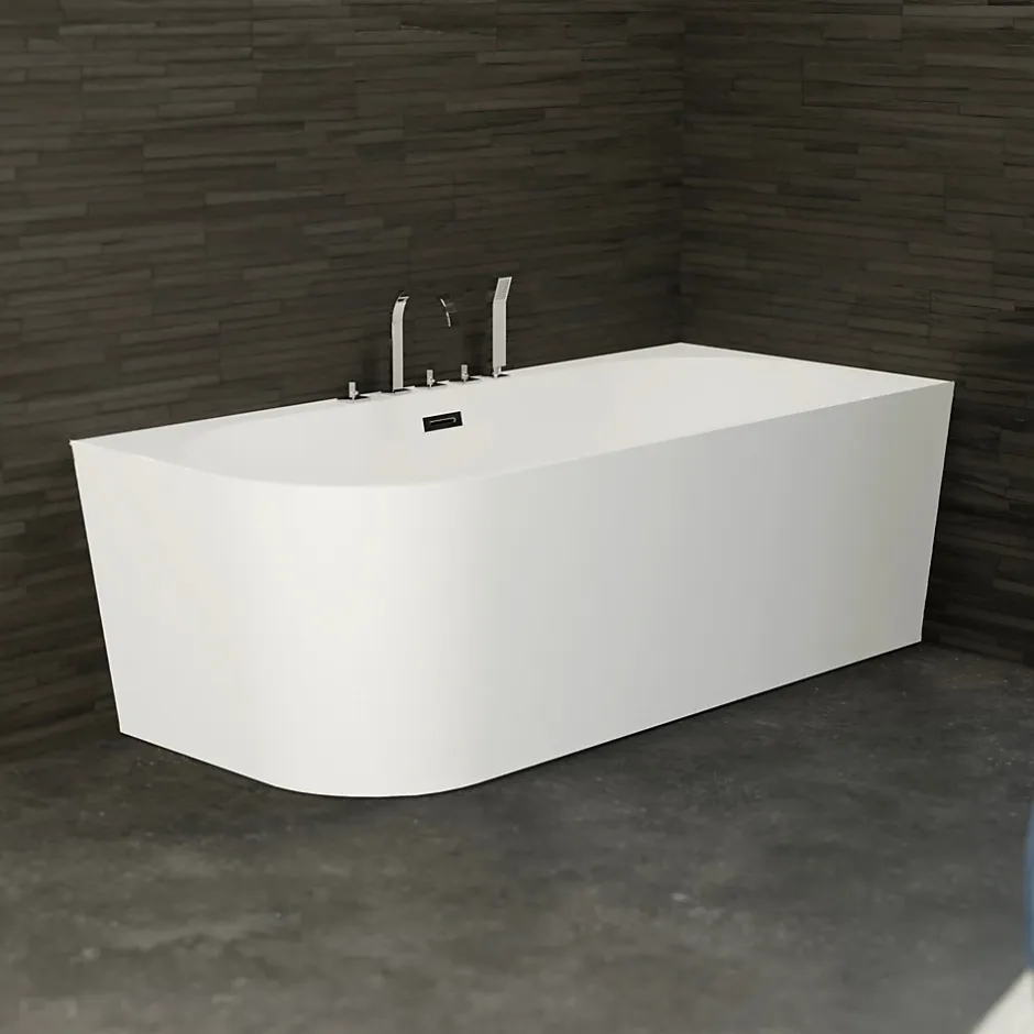 Spalina Baignoire semi-îlot murale CAPRI DROITE+Robinetterie Chromée L. 170 x l. 76 cm by* Baignoire Îlot
