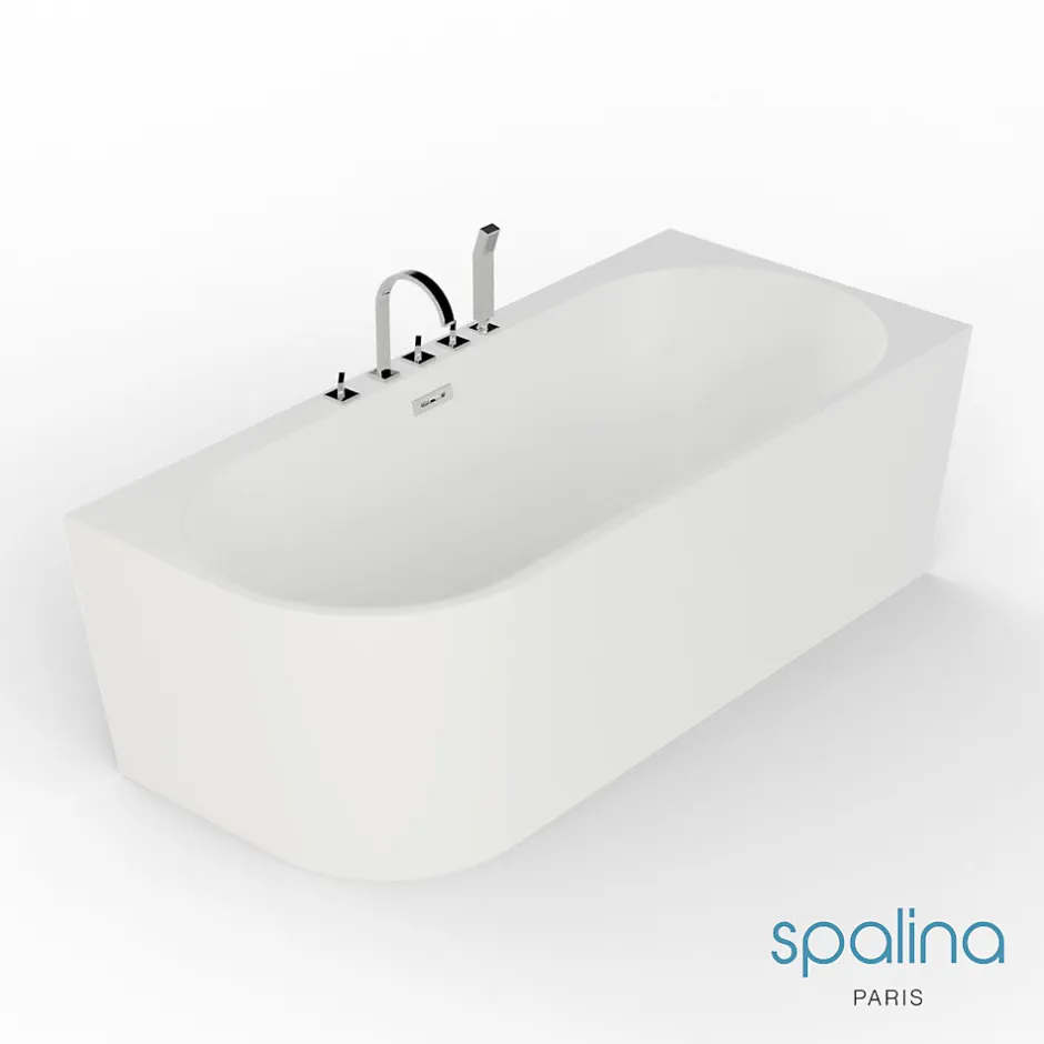 Spalina Baignoire semi-îlot murale CAPRI DROITE+Robinetterie Chromée L. 170 x l. 76 cm by* Baignoire Îlot