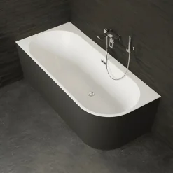 Spalina Baignoire semi-îlot murale CAPRI 180 Gauche Noire L. 180 x l. 81 cm, by