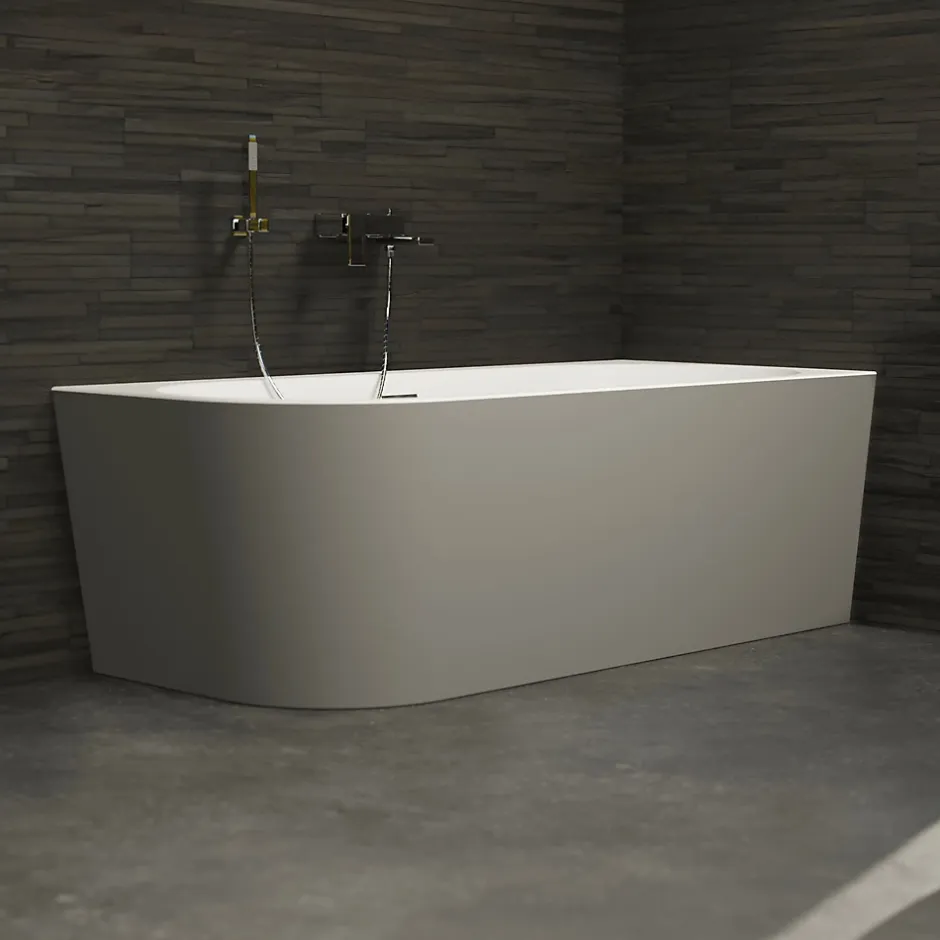 Spalina Baignoire semi-îlot murale Capri Grise Mate Droite, 170x76cm, by