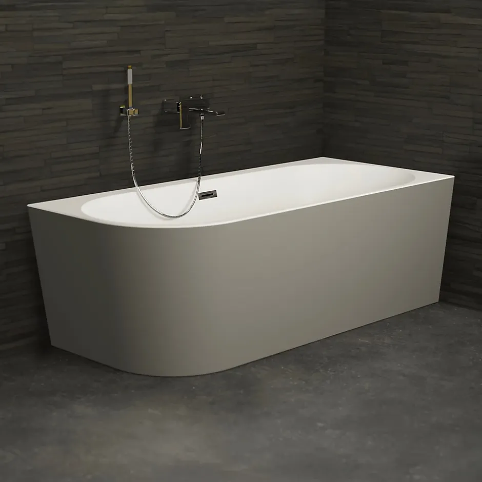 Spalina Baignoire semi-îlot murale Capri Grise Mate Droite, 170x76cm, by