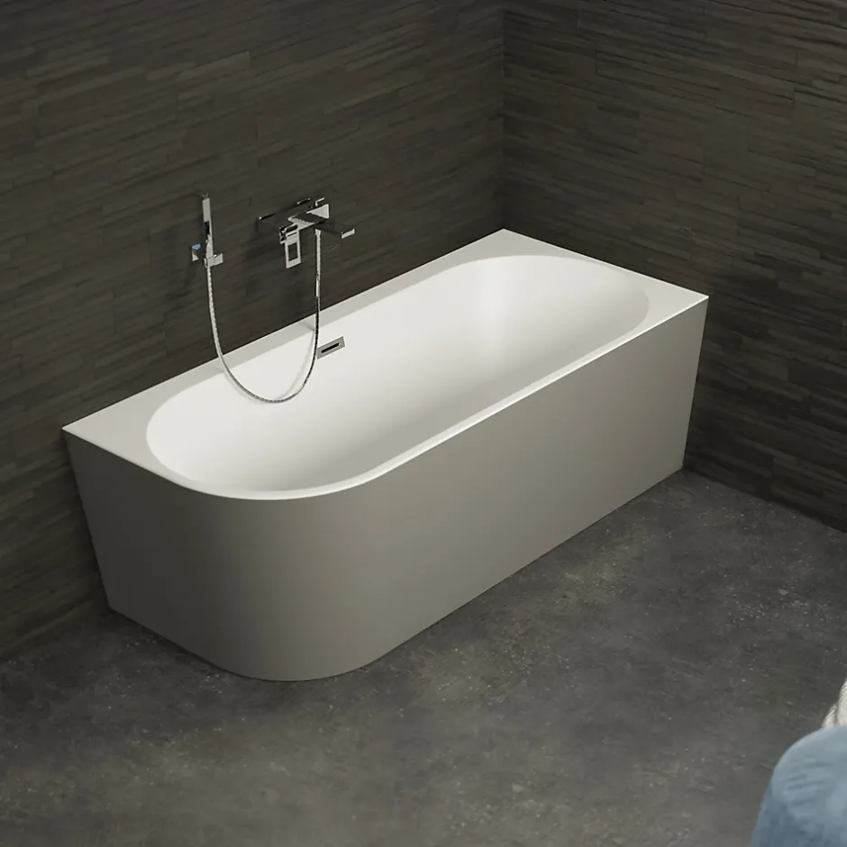 Spalina Baignoire semi-îlot murale Capri Grise Mate Droite, 170x76cm, by