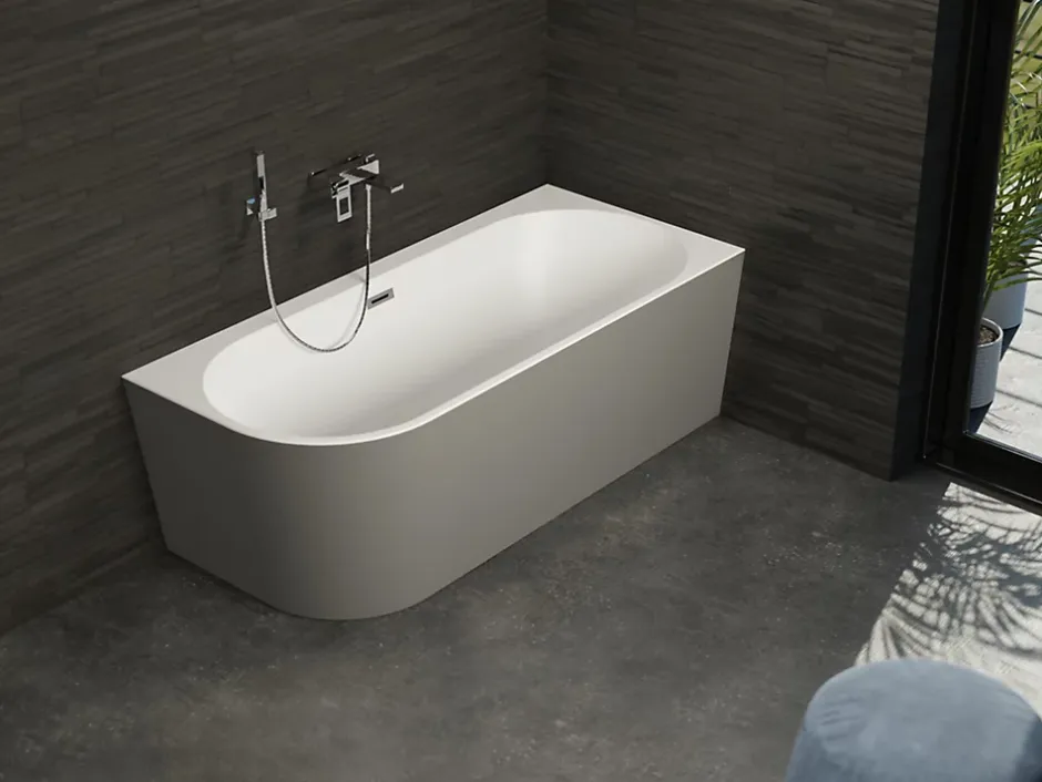 Spalina Baignoire semi-îlot murale Capri Grise Mate Droite, 170x76cm, by